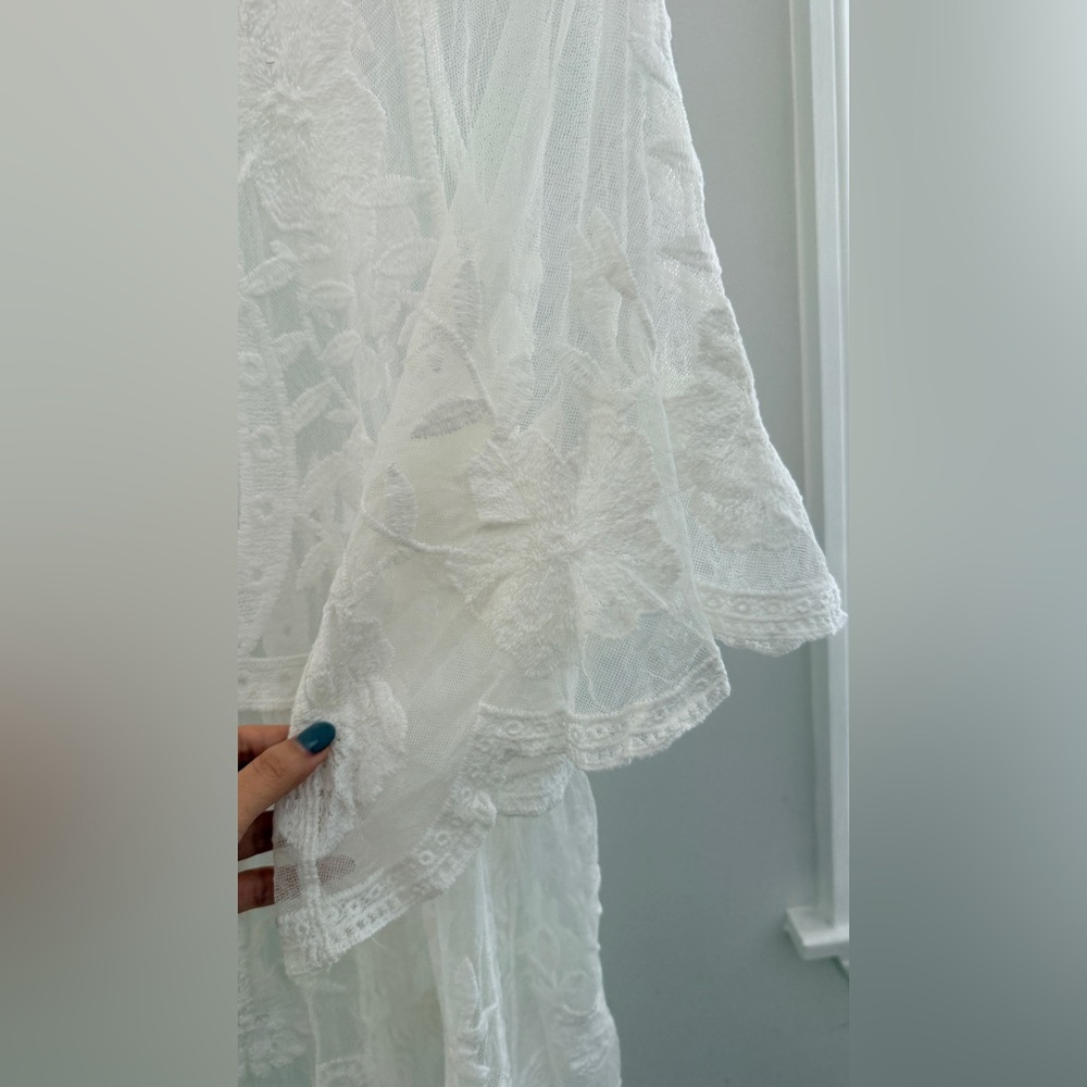 Rachel Zoe White Lace Duster Kimono Cover-Up One Size Fits All New - Picture 8 of 10
